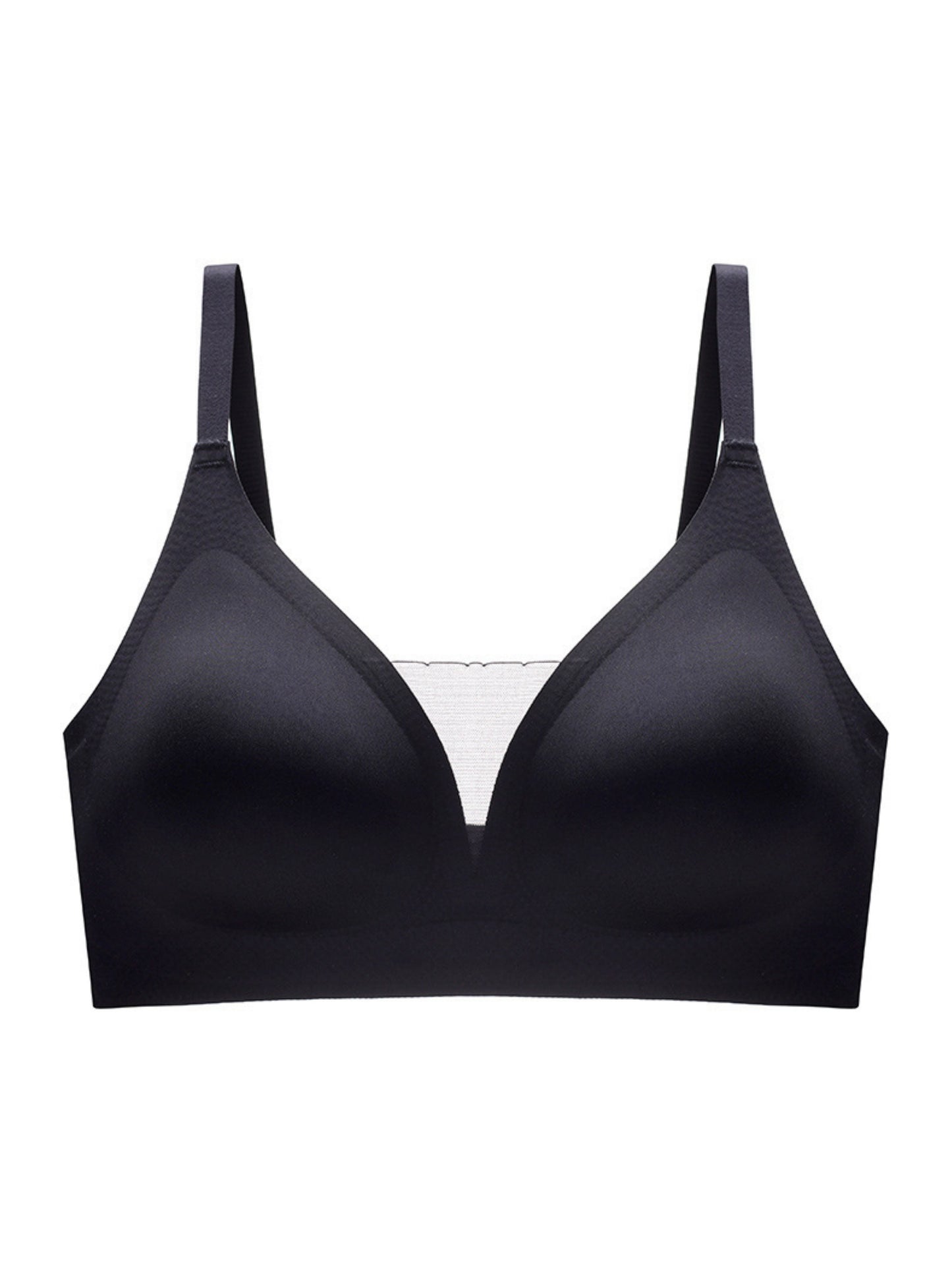 V-neck Push-up Comfortable Seamless Wireless Bra Black