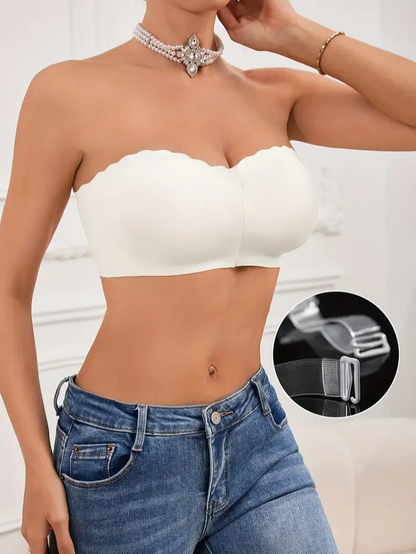 Front Closure Wireless Strapless Bra White