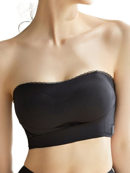 Front Closure Wireless Antislip Push Up Bandeau Strapless Bra