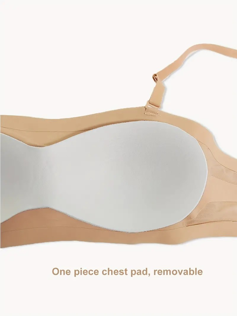 Seamless One-piece Glossy Thin Push-up Anti-Sagging Bra Tan