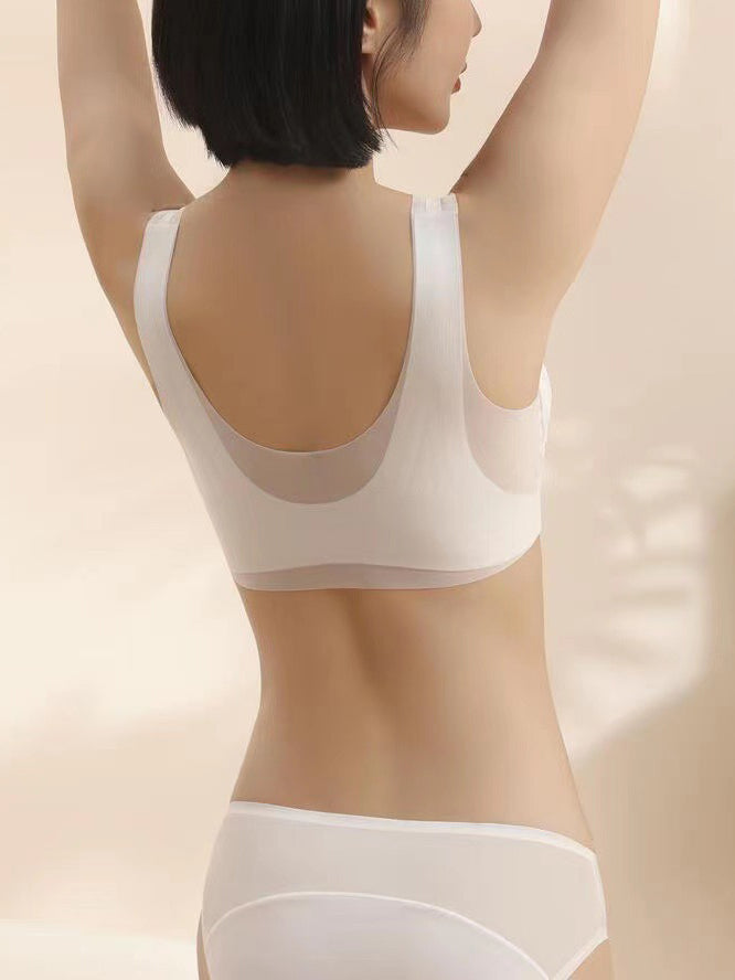 Non-Steel Ring Gathering Tank Type Seamless Lace Bra