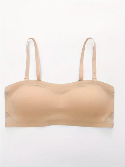 Seamless One-piece Glossy Thin Push-up Anti-Sagging Bra Tan