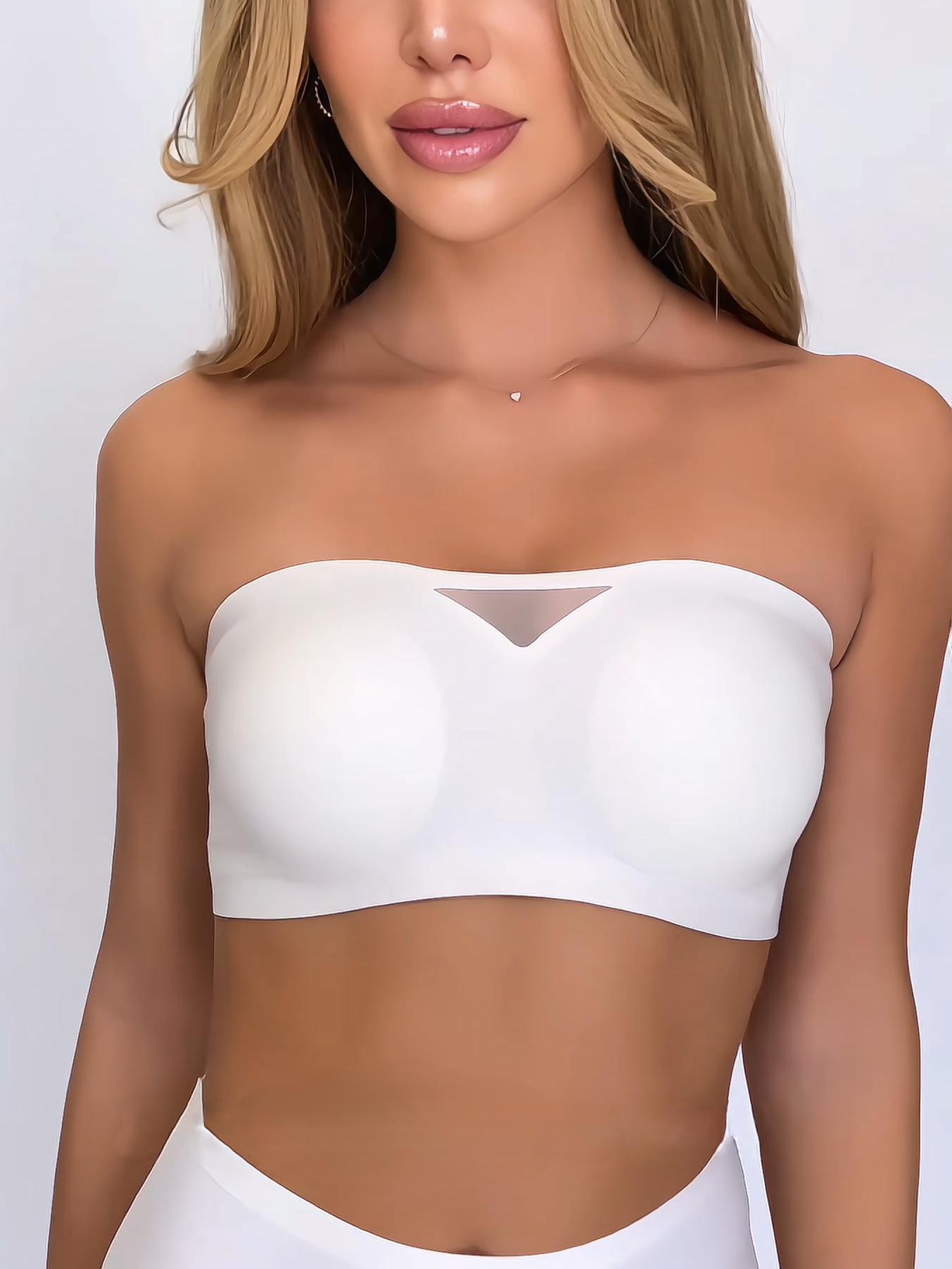 Strapless Wireless Push-up Tube Top Invisible Bra White