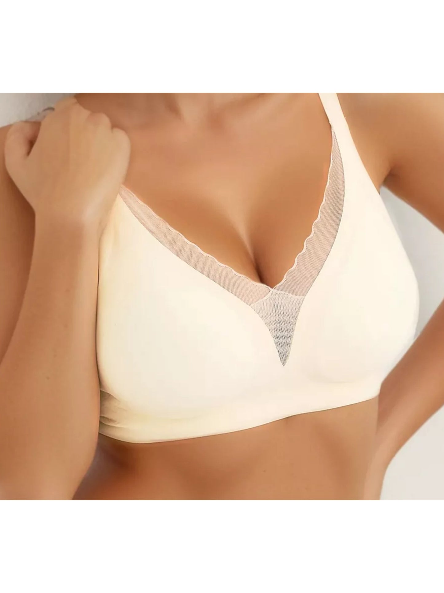 Deep V Mesh Seamless Push-up Without Steel Ring To Prevent Sagging Bra