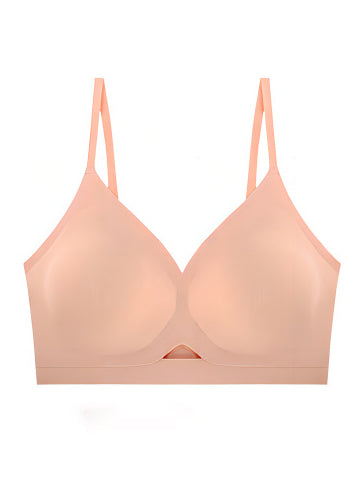 Plus Size Simple Seamless Hollow Out Wireless Bra Pink