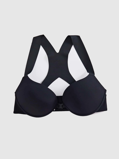 Minimalist Casual Front Closure Sexy Backless Crossed Shoulder Strap Adjustable Seamless Push Up Sport Yoga Bra