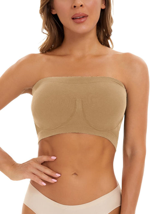 Invisible Breathable Seamless Tube Top Bra Tan