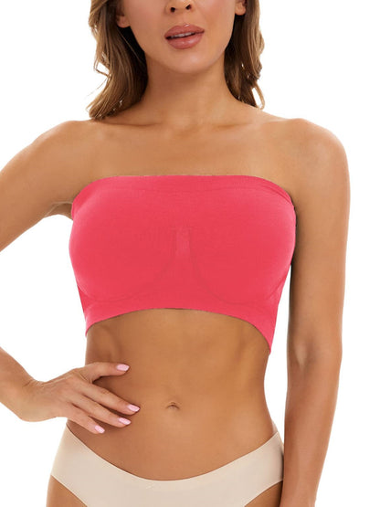 Invisible Breathable Seamless Tube Top Bra Pink