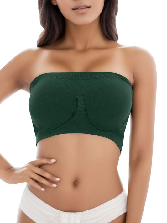 Invisible Breathable Seamless Tube Top Bra Green