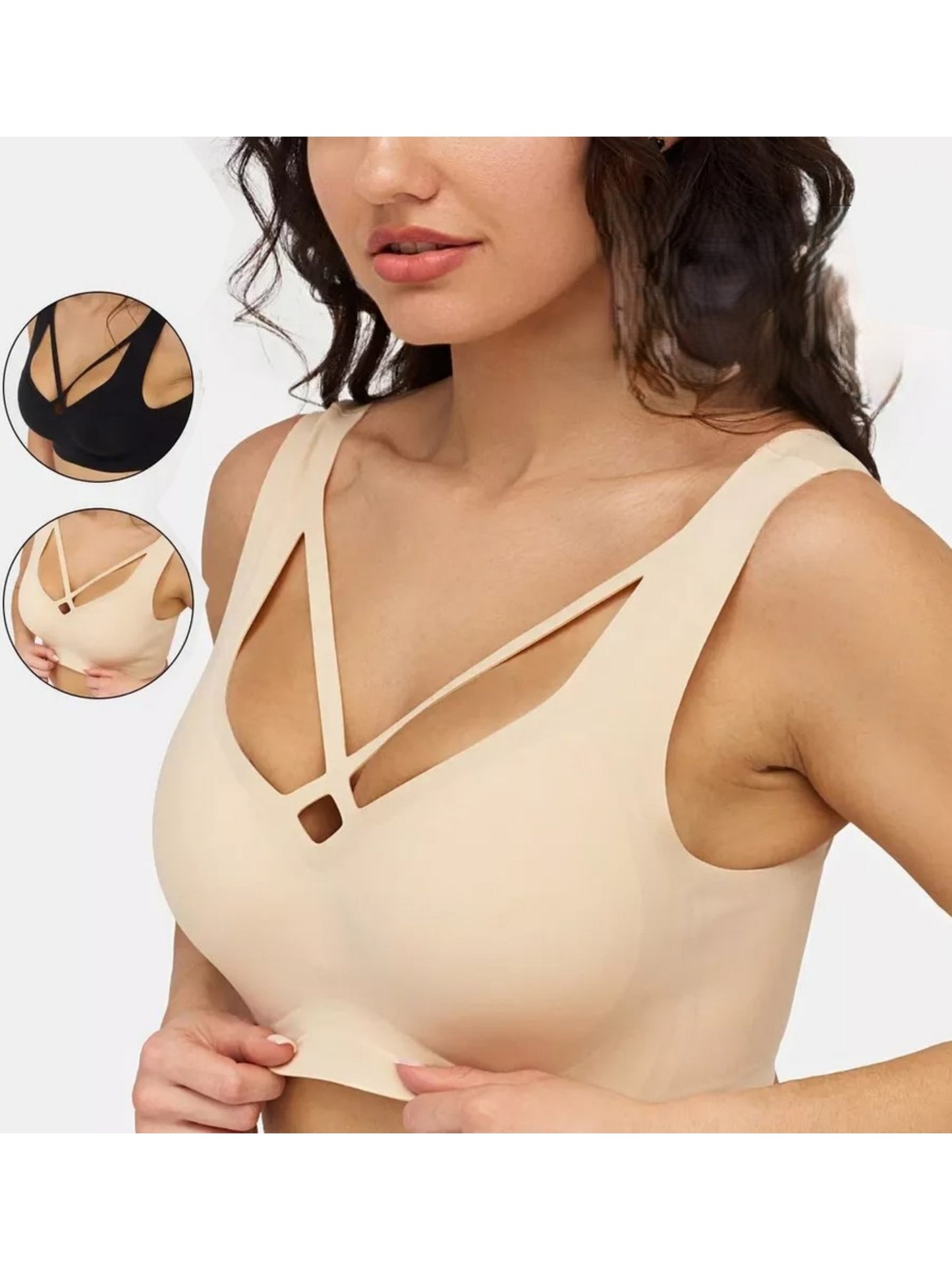 Nude Jelly Strip Support Breathable Comfort Seamless Bra Beige