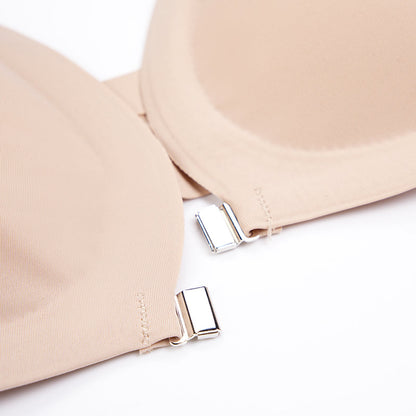 Comfortable Adjustable Straps Deep V Front Button Solid Color Wireless Bra Linen