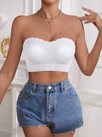 Wire-free Comfort Pleated Bandeau Bra White