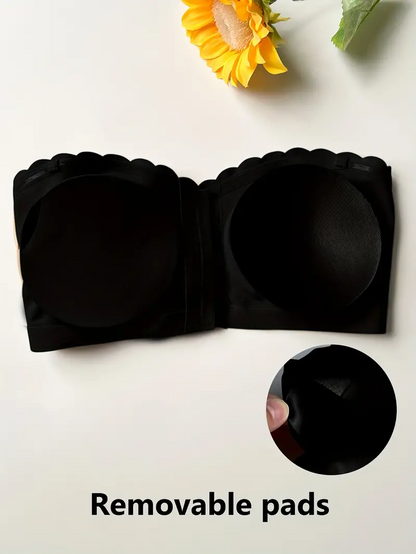 Front Closure Wireless Strapless Bra Black