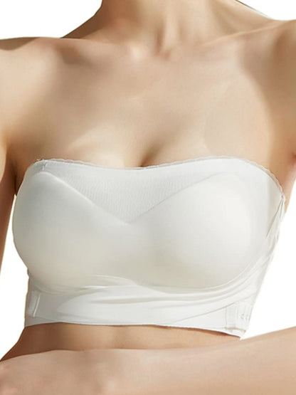 Front Closure Wireless Antislip Push Up Bandeau Strapless Bra