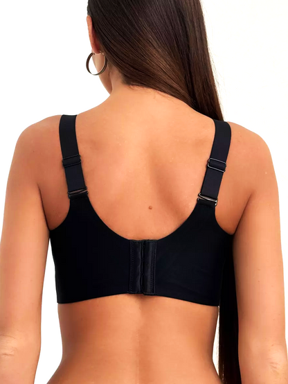 V-neck Lace Stitching Seamless Push-up Wireless Bra Black