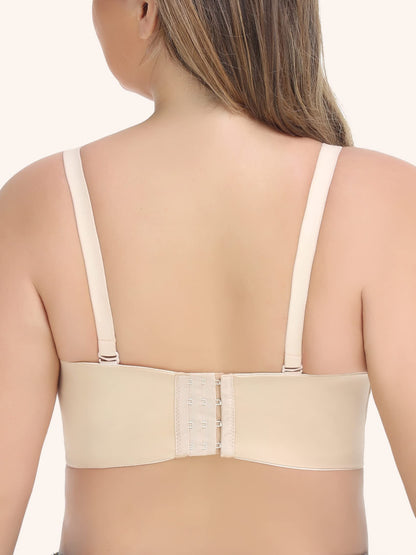 Womens Strapless Underwire Support Seamless Minimizer Bra Ivory