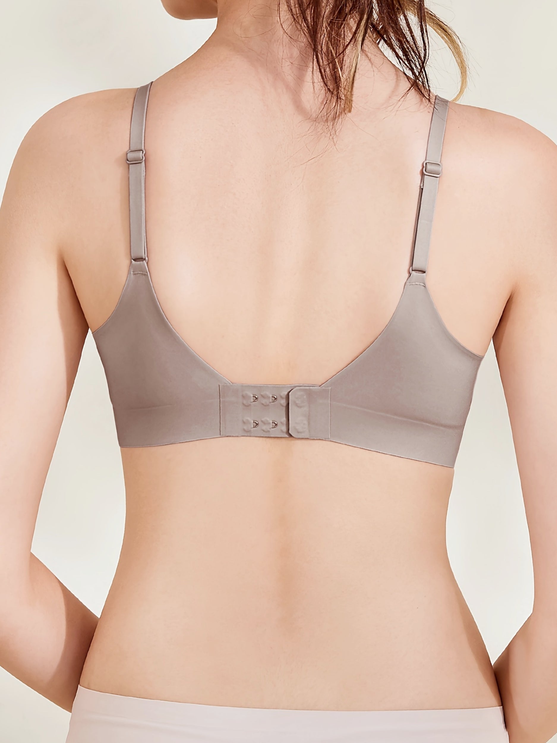 Back buckle deep V seamless wirefree bra, gather invisible comfort sof