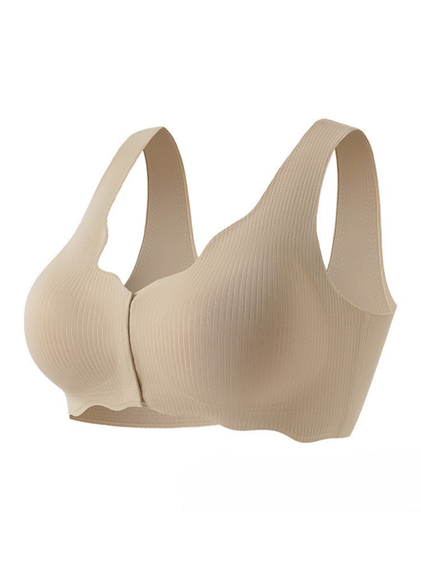 Front Closure Comfort Push-Up Seamless Bra Khaki