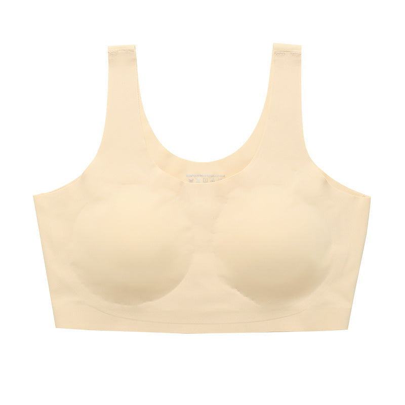 Cut Out Back No Show Wireless Yoga Bra Beige