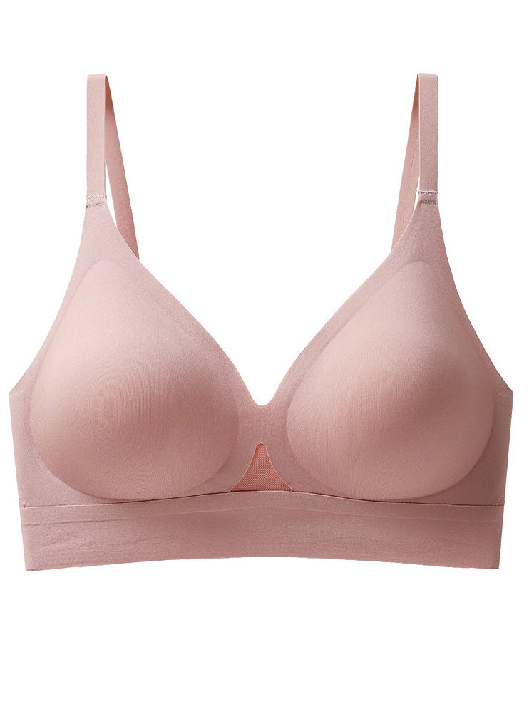 Solid Color Seamless Anti-Sagging Outward Expansion Wireless Push-Up Hollow Bra