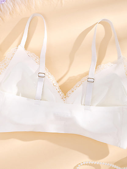 Front-Clasp Push-Up Wireless Seamless Lightweight Lace Bra