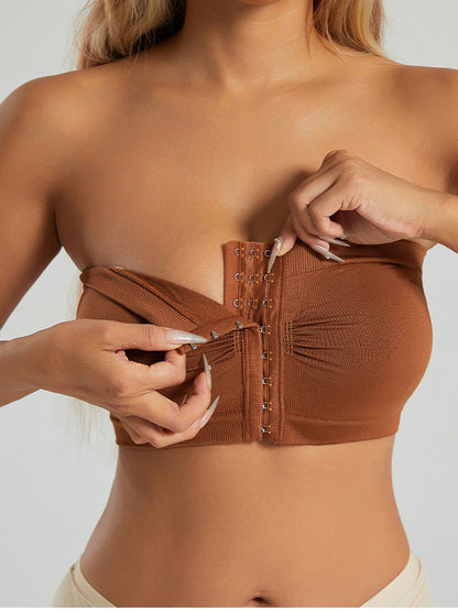 Women's Front Closure Strapless Bra Brown