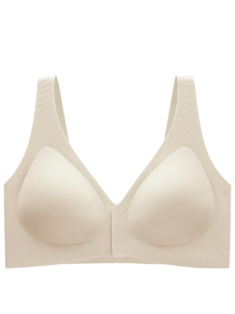 Deep V-Neck Front-Button Solid ColorBra, mit herausnehmbaren Pads Wireless Bra