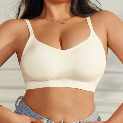 Large-Size Ice Silk U-Neck Wireless Push-Up and Anti-Sagging Bra