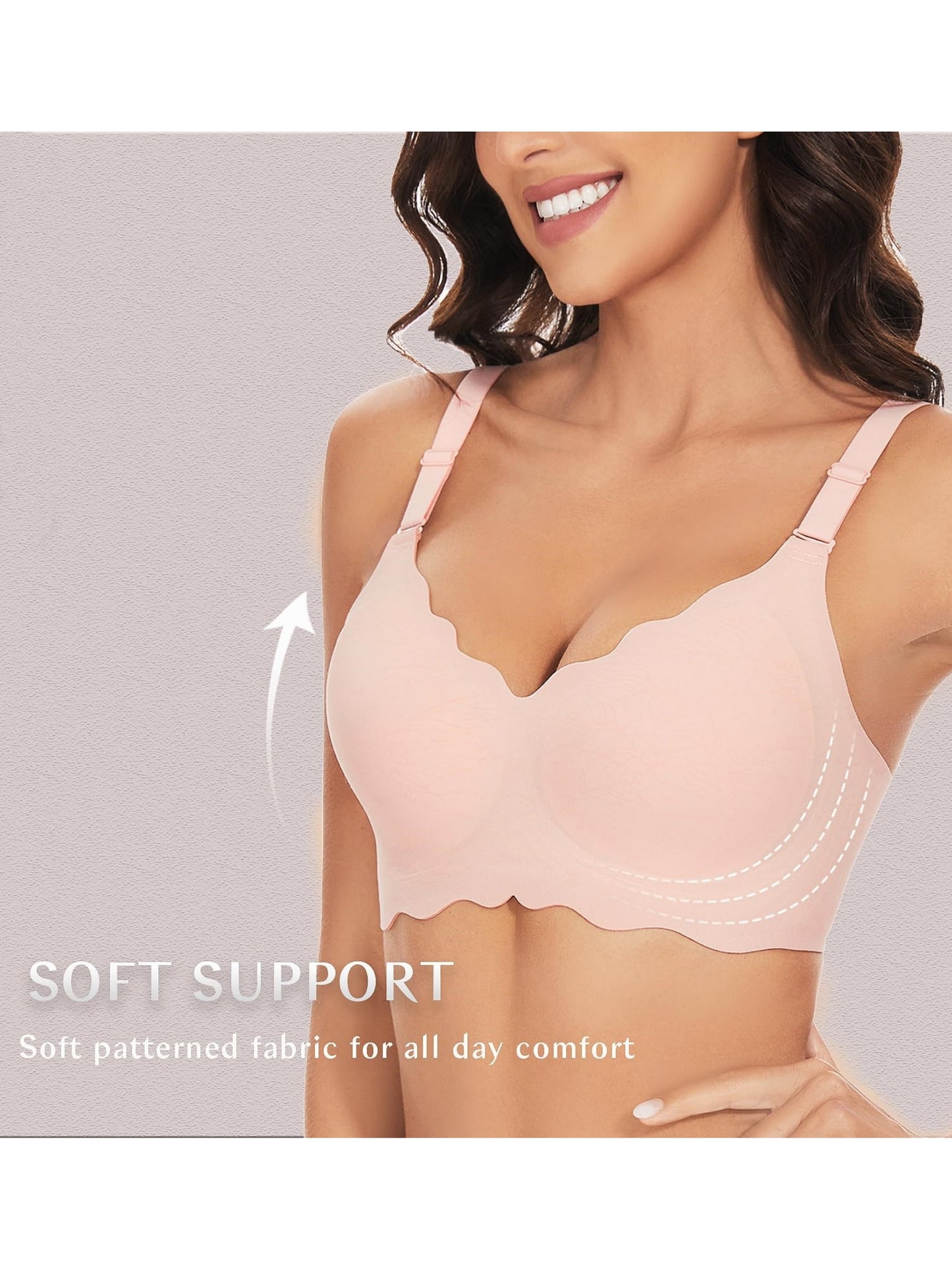 V-neck Seamless Wireless Bra Pink