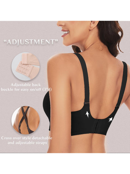 V-neck Seamless Wireless Bra Black