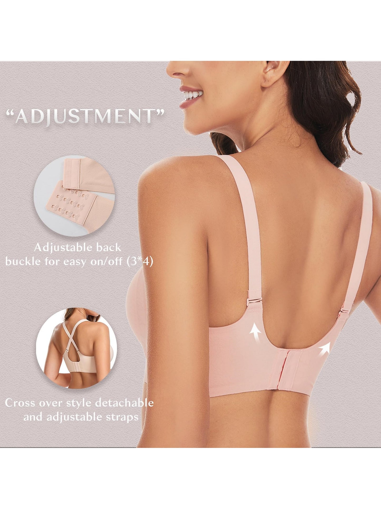 V-neck Seamless Wireless Bra Pink