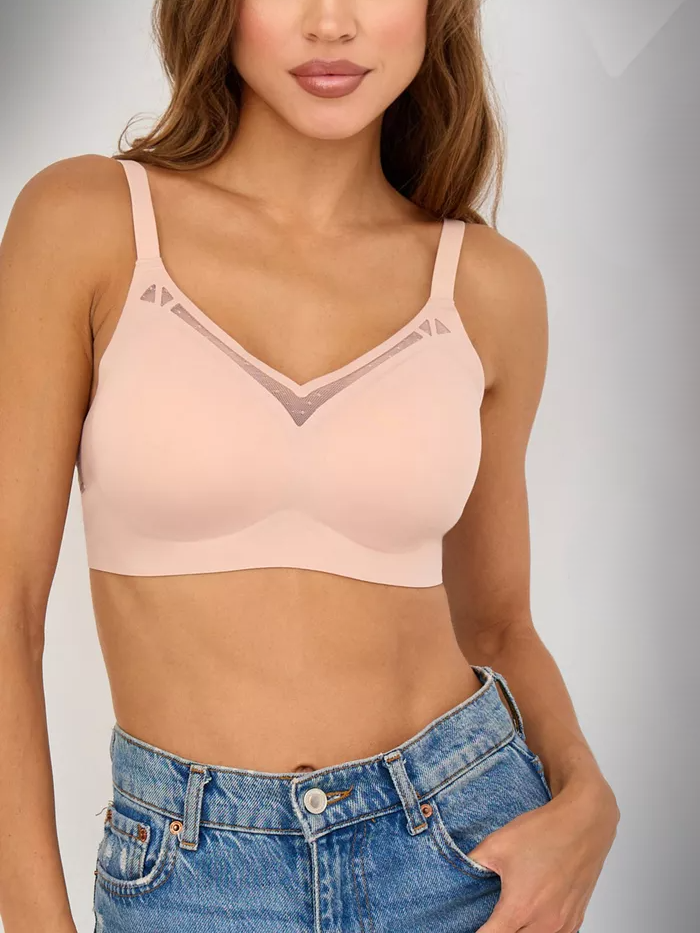 Beautiful Back Push-up Anti-sagging Side Breasts Seamless Wireless Bra Pink