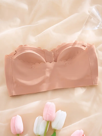 Front Closure Wireless Strapless Bra Pink