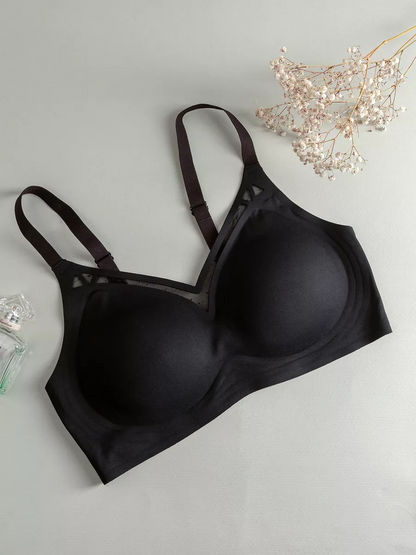 Beautiful Back Push-up Anti-sagging Side Breasts Seamless Wireless Bra Black