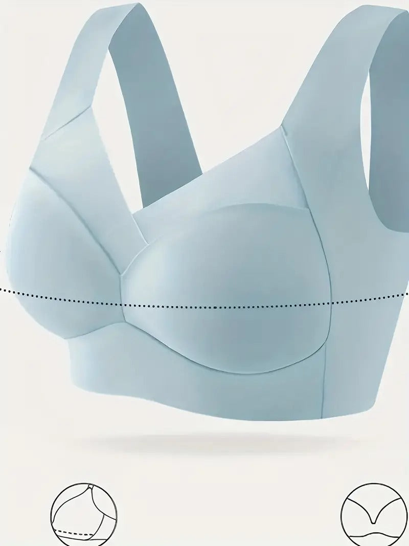 Women's Mesh Seamless Smooth Comfort Wire Free Bra Lightblue