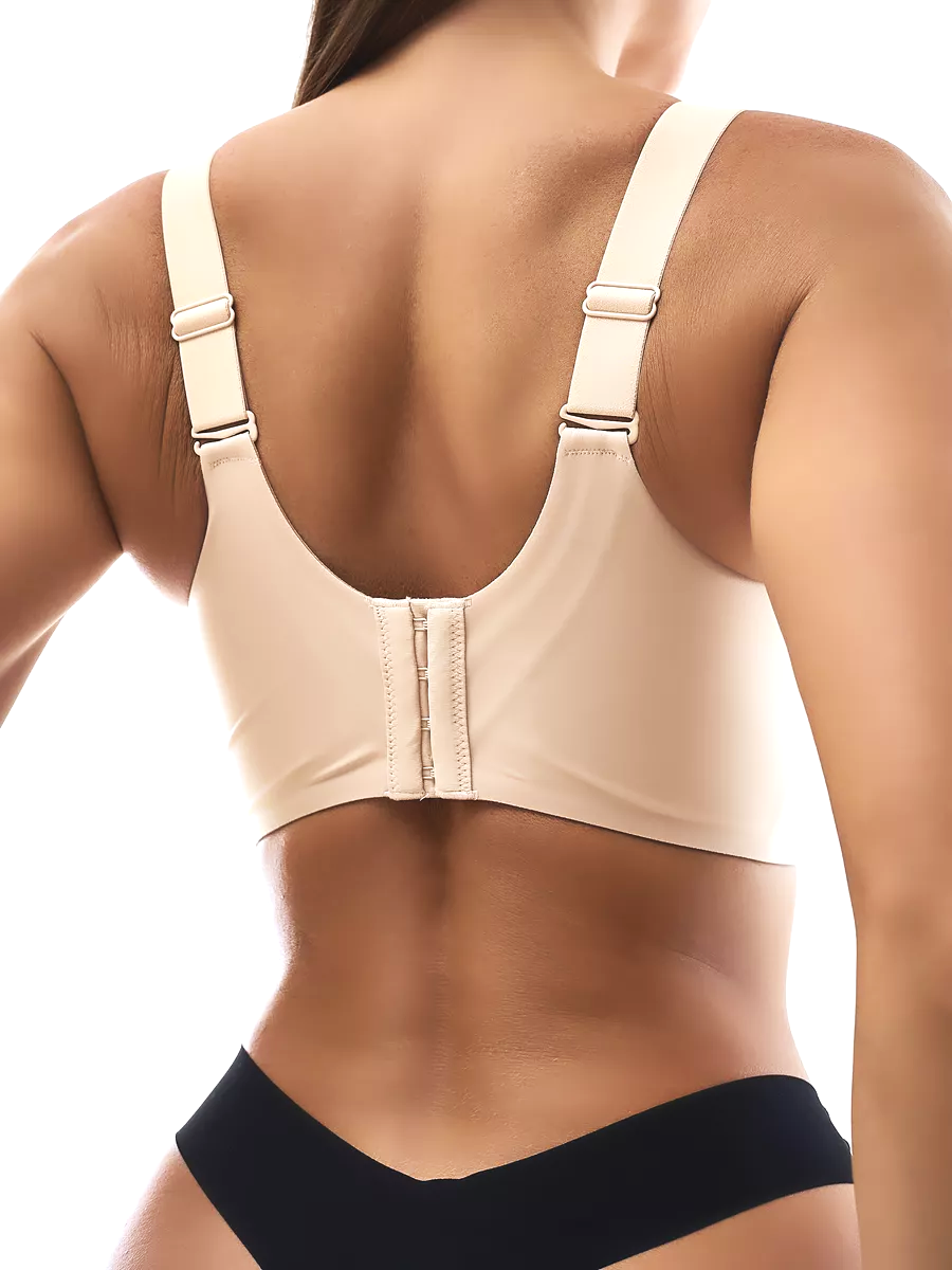 V-neck Lace Stitching Seamless Push-up Wireless Bra Beige