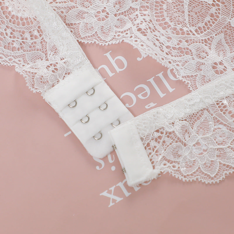 Sexy Triangle Cup Lace Wireless Bralette White