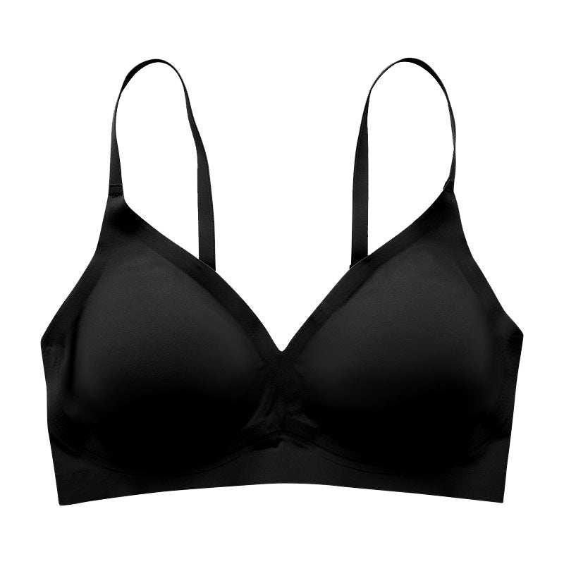 Solid Triangle Seamless Wireless Bra Black