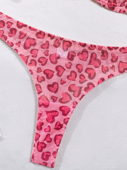 Sexy Polka Dot Half Cup Ultra Thin See Through Lingerie Set leopard print