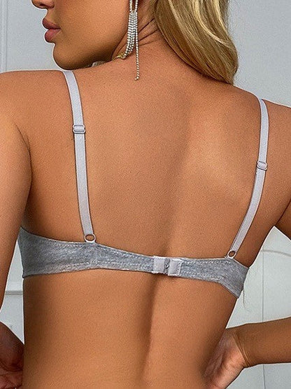 Thin Solid Color Daily Comfortable Seamless Bra Grey