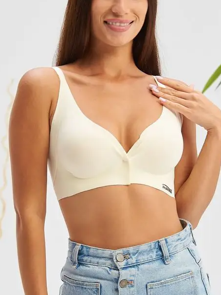 Front Closure Adjustable Seamless Push-up Bra Ivory