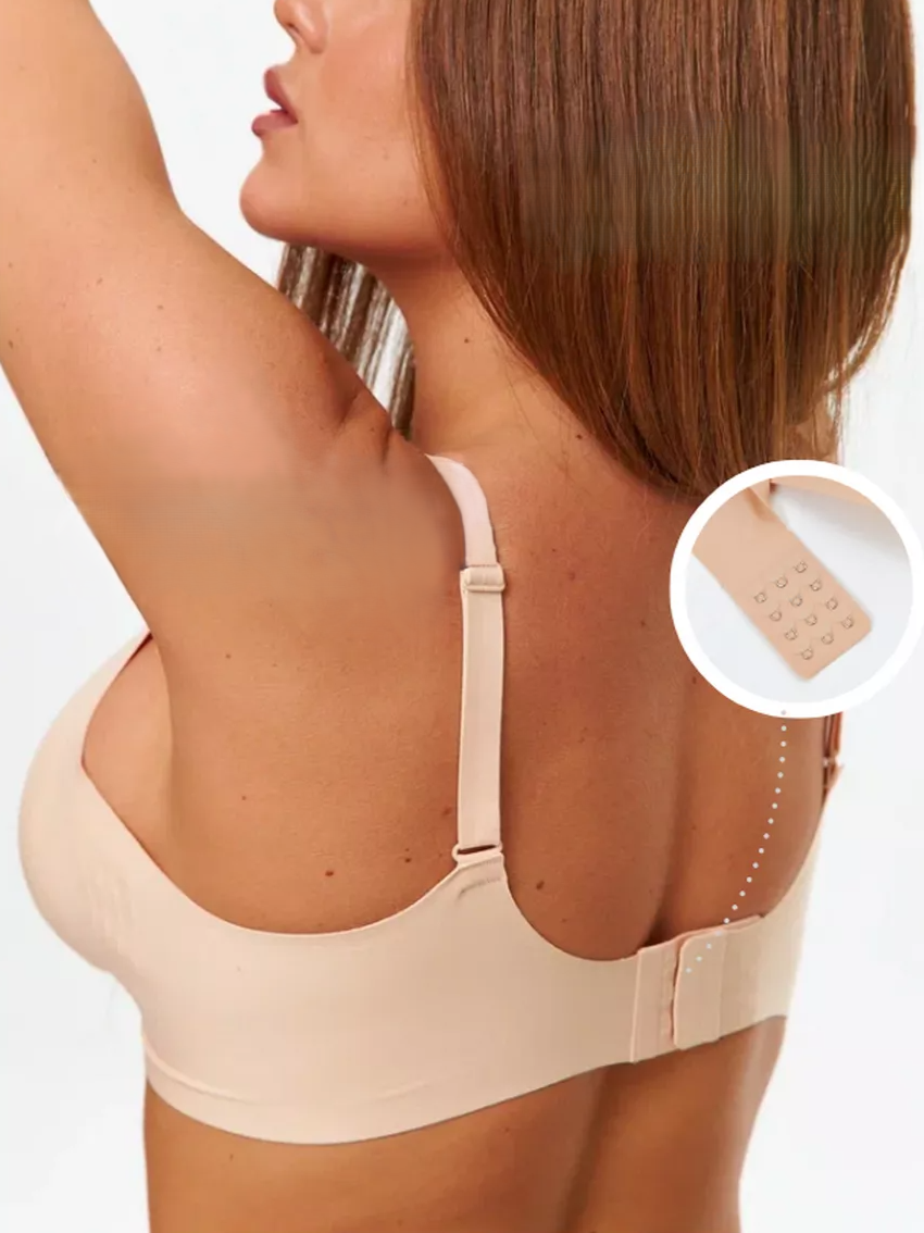 Deep V Mesh Seamless Push-up Without Steel Ring To Prevent Sagging Bra Ivory