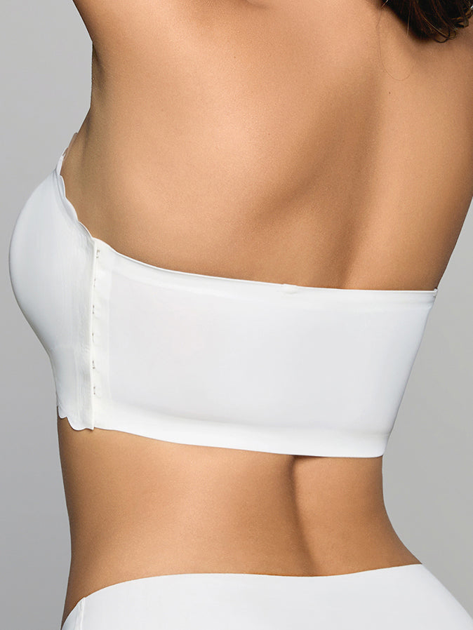Seamless Wireless Bandeau with Removable Clear Straps and Wavy Trim — Breathable & Invisible Underwear