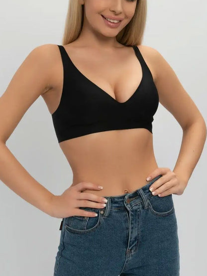 Basic French Push-up Wireless Bra Black