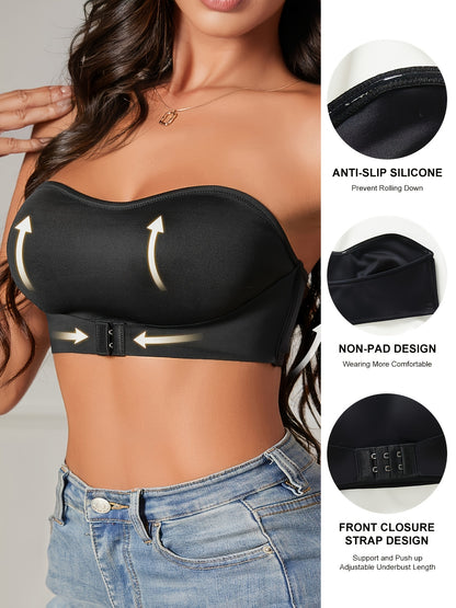 Sexy Front Clasp Shaping and Lifting Wireless Breathable Bra Black