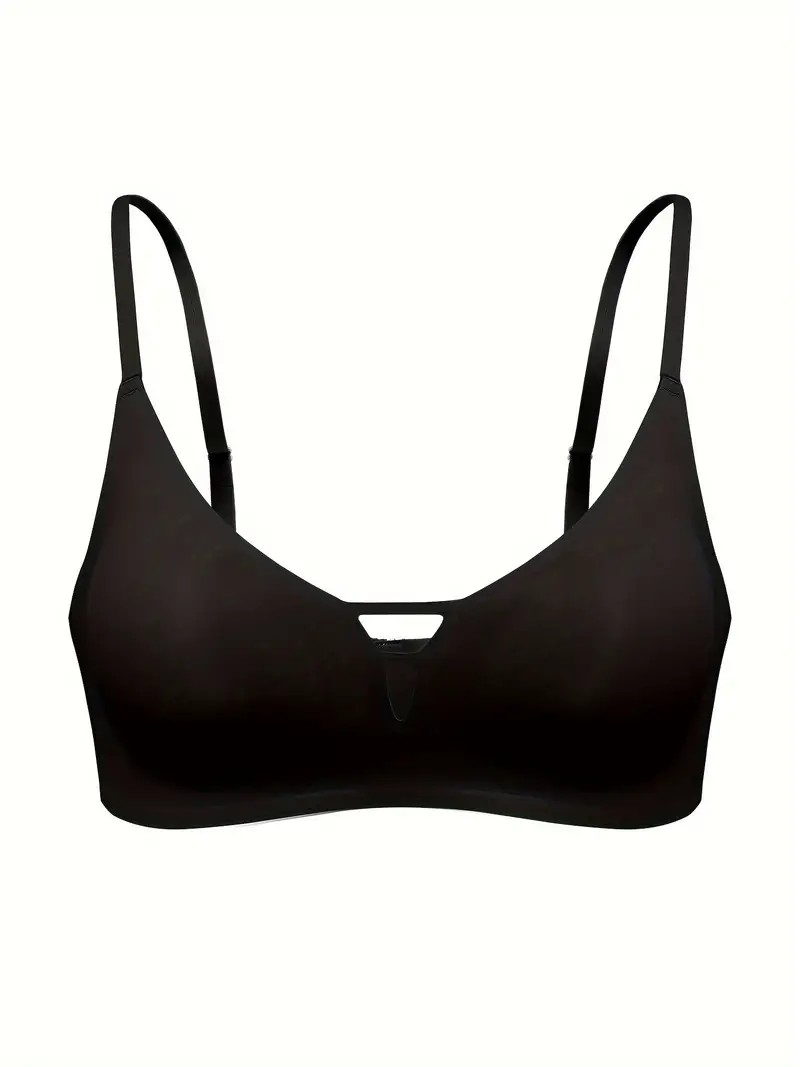 Women's Plus Size Simple Seamless Cut-out Wireless Bra Black