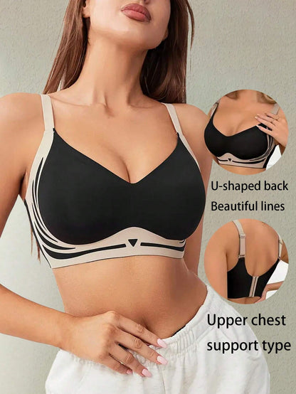 Soft Support Push-up Side Breasts Anti-sagging Sports Seamless Bra Black