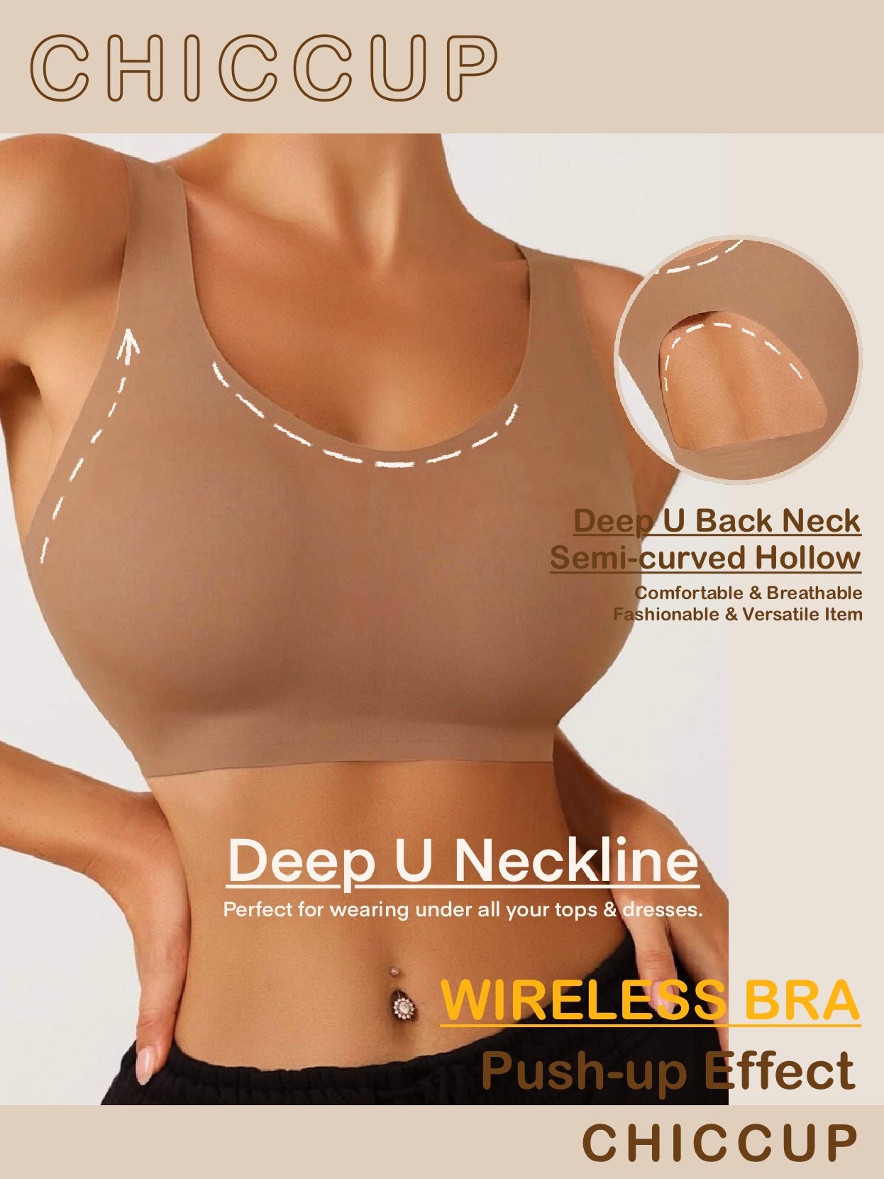 Solid Hollow Invisible Seamless & Comfortable Wirefree Bra Peru