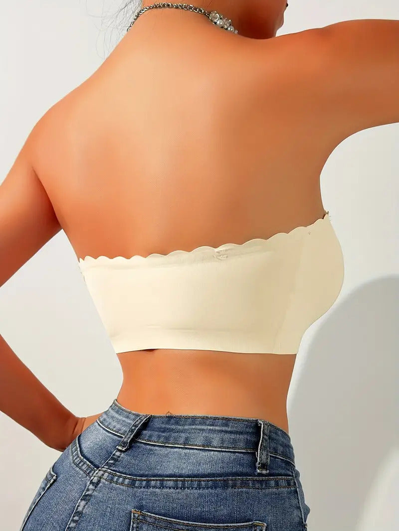 Front Closure Wireless Strapless Bra Ivory