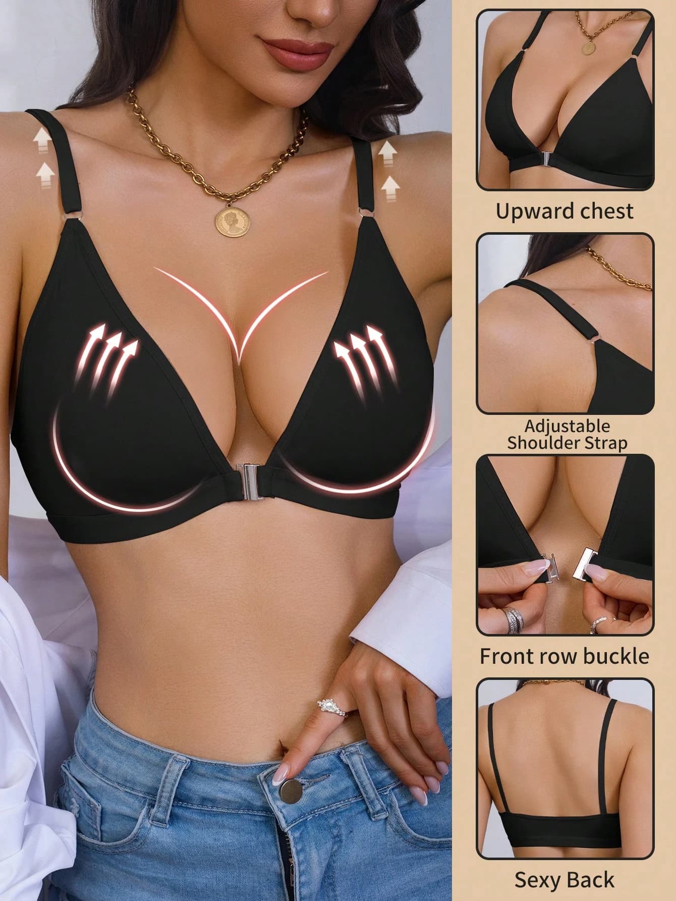Seamless Soft Support Front Closure Wireless Comfortable Bra